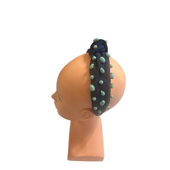 Navy Jeweled Knotted Headband πβ¨ - Picture 3 of 5